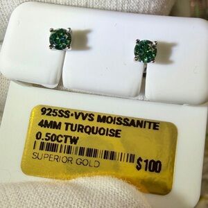 Green Moissanite Stud Earrings